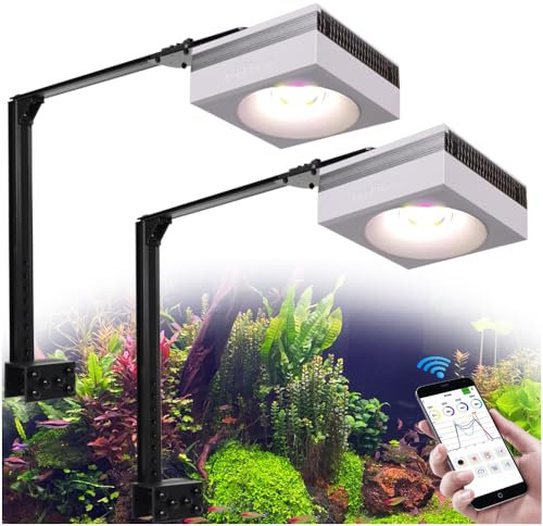 PopBloom RL90 Süßwasser Aquarium LED Beleuchtung, WiFi APP Steuerung Aquarium Lampe volles Spectrum für 80-120CM Süßwasserpflanzen Fischaquarium, Hohe Leistung (2 Lampen mit Armhalterung)