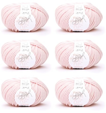 ggh Sportlife Box | 300g Set (6 x 50g) | 100% weiche Naturfaser Schurwolle in vielen Farben | Farbe 047 - Rosé
