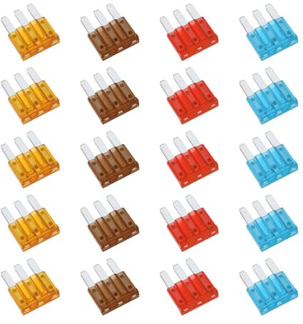 YINETTECH 20pcs RV 5A-15 AMP APT ATR Micro 3 Broches Fusible à Insertion Micro3 Lame Fusible Assortiment Pack Kit pour Voiture Automobile Camions Éclairage Automobile