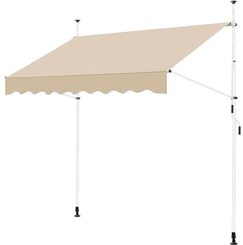 WANGCEPLSD Manuelle Verstellbare Markise für Den Balkon, DIY-Terrassen-Klemmmarkise, Einziehbarer Schattenschutz für Terrasse, Pavillon, Garten, Restaurant und Café, Ohne Bohren (Size : 4m)