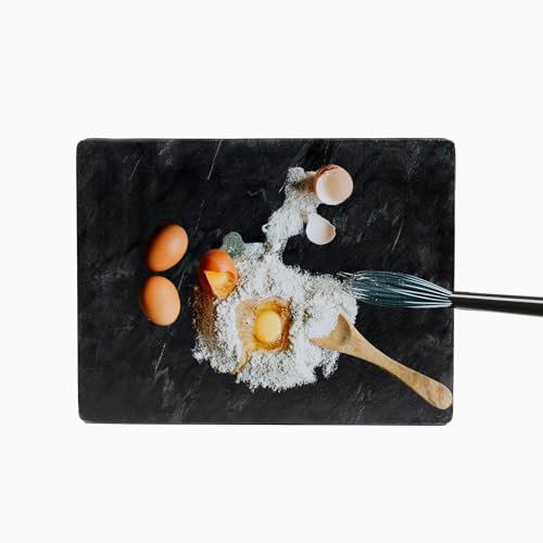 Grande tagliere in marmo 40,6 x 30,5 cm | Taglieri in pietra per cucina per tagliare, servire e preparare pasticceria | Lastra di marmo nero resistente per cucina, tavolo e pasticceria | lastra di