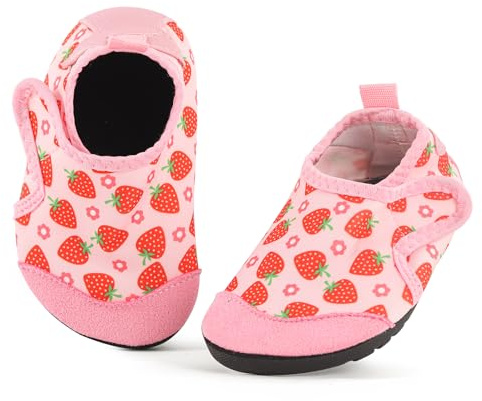 MASOCIO Badeschuhe Kinder Mädchen Wasserschuhe Aquaschuhe Schwimmschuhe Baby Strandschuhe Badesocken Strandsocken Aquasocken Schwimmsocken Kleinkind Rosa (Herstellergröße: CN 25/26) EU 22/23