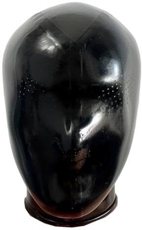 GREEFEI Latex Mikroporen Kapuzen Maske,Gummi Maske mit Reißverschlus | Schwarze Naturkautschuk Handgefertigt,Mikroperforiert Vollmaske Wasserfest und Dehnbar,Latex Liebhaber Geeignet Zubehör