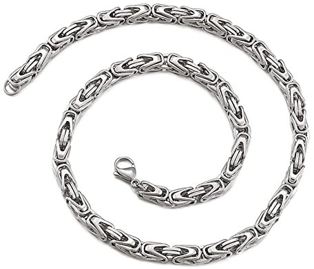 Tolldek Herren Kette Edelstahl 76cm, Byzantine Königskette Silber Zopfkette Breit 6MM, Edelstahl Ketten Schmuck Hip Hop für Männer