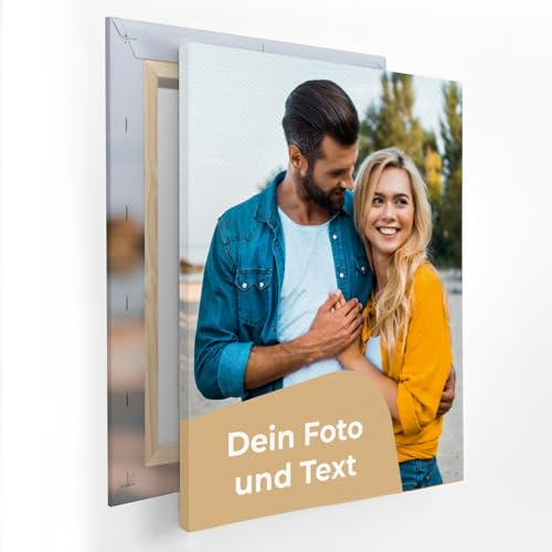 Cimpress Personalisiertes Leinwandbild mit Rahmen, 30 × 40 cm, Hochformat | Leinwand mit eigenem Foto und Text gestalten, hochwertige Wanddekoration für Zuhause oder Büro, personalisiertes Fotogeschenk