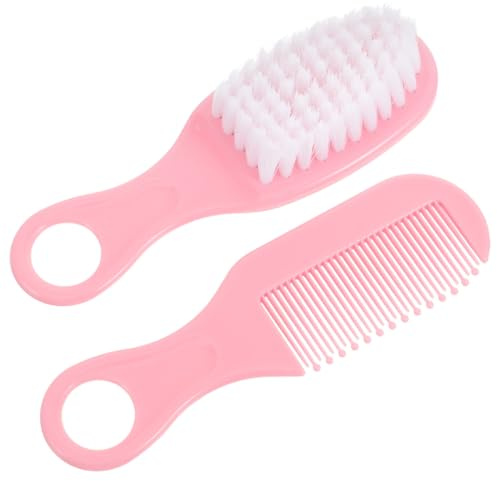 ANDRESLAD Babybürste und Massagekamm Satz in Rosa aus Kunststoff für Neugeborene mit Weichen Borsten und Rutschfestem Griff Sanfte Haarpflege und Kopfhautmassage
