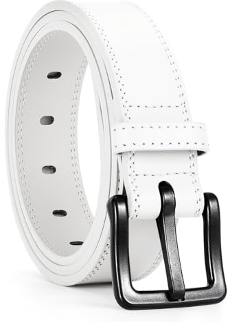 WHIPPY Gürtel Herren Ledergürtel für Jeans Verstellbarer Outdoor Leder Gürtel Unisex Arbeitsgürtel mit schwarz Kunststoffschnalle