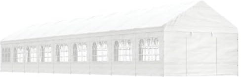 ShGaxin Pavillon mit Dach Weiß 20,07x4,08x3,22 m Polyethylen, Gartenpavillon, Faltpavillon, Pergola, Partyzelt, Standmarkise, Sonnenzelt, Garten Pavillion, Grillpavillon 3155493