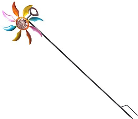 VINTORKY Bunte Gartenwindmühle Aus Metall Dekorativer Windspinner Für Garten Und Außenbereich Robustes Design Mit Rotierender Funktion Für Kreative Gartengestaltung