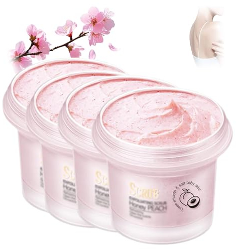 Peeling di pesca schiarente per il corpo, peeling levigante per peeling corpo tonico, peeling corpo, peeling profondo, peeling organico per corpo, viso, mani (4 pezzi)