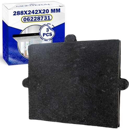 3 Pieces Active Carbon Filter for Cooker Hood models DKF12-1 DKF121 288x242x20 mm with the Original Code 06228731 for Miele – MONTERAL