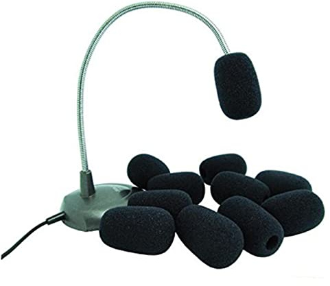 10pcs Small Microphone Windscreen Cover for Lavalier Lapel Mic | Sturdy High Density Foam, Black Finish, Fits Telephone Headset Use, Recording Studio Accessory
