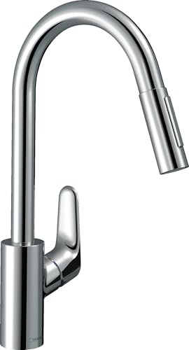 Hansgrohe Focus M41 - Mitigeur d'évier Focus avec douchette extractible, sBox, EcoSmart, chrome 73895000