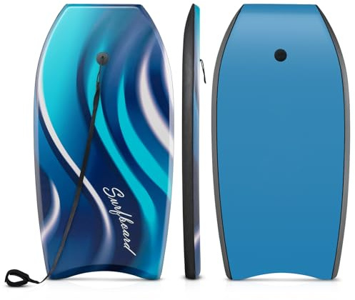 COSTWAY Tavola da Surf 33/37/41, BodyBoard con Guinzaglio per Polso in XPE + EPS + HDPE, Tavoletta Surf Leggero per Bambini, Ragazzi e Adulti (104 x 52 cm, Modello 1)