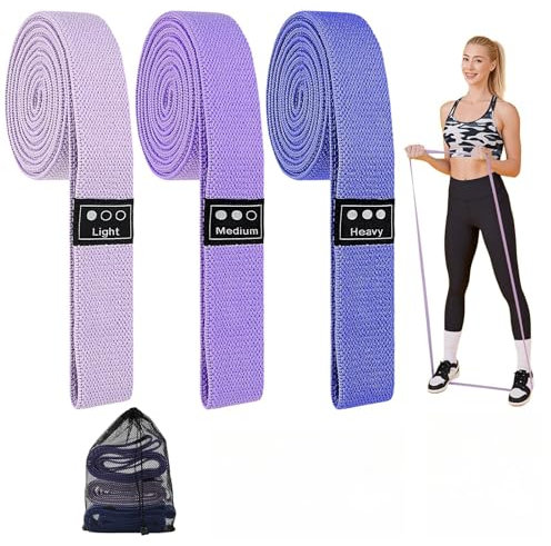 CEILIWEN Fitness Bänder [3er Set], Resistance Bands Lang mit 3 Widerstandsstufen, Widerstandsbänder Lang Set Fitnessband für Frauen/Männer Krafttraining, Yoga, Pilat, Fitness