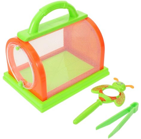 Garneck Caja De Observación De Insectos Portátil Jaula De Malla Para Exteriores Con Lupa y Pinzas Para Kit Explorador Insectos