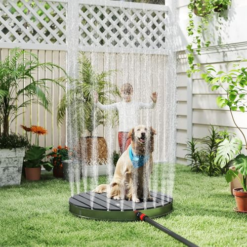 PEILU WPC Bodendusche Kompakt Außendusche Einstellbare mit Fußrad & rutschfeste Fläche, Wetterfest Holzoptik Gartendusche Fontänenhöhe bis 4m Campingdusche für Strand Pool Boot (Anthrazit, Rund)