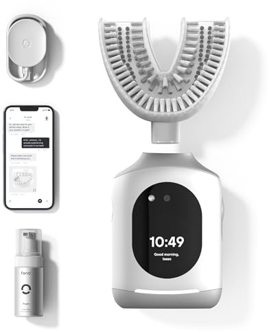 Feno Smartbrush Electric Toothbrush for Adults – AI-Powered Oscillating Toothbrush with App and Personalized Mouthpiece, 20-Second Deep Clean, Rechargeable, Includes 1 Bottle of Feno Foam Toothpaste