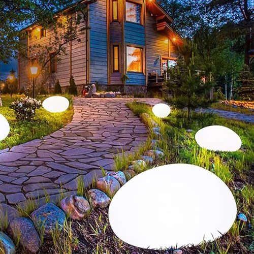 Solar Lights, Pebbles, Outdoor Waterproof Landscape Night Lights for Garden Paths, Stairs, Lawns, Patios, Yard Party Decorations, 2 Pack (White Light)