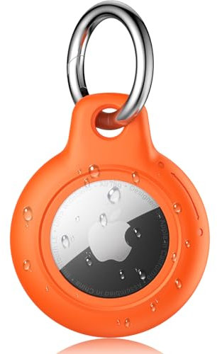 Yisica Étuis pour Apple AirTag Coque, Airtag Porte Clé -Étanche Anti Chute et Anti Rayures pour Animaux Portefeuilles et Bagages, Compatible avec Le Airtag Locator Tracker Étui (Couleur Orange)