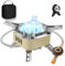 Adiwo 15800w Fornello da Campeggio, Pieghevole Gas Camping Stove Migliorato con 5 Bruciatori, Accensione Piezoelettrica e Borsa Portaoggetti, Mini Stufa da Campeggio Antivento(Cachi)