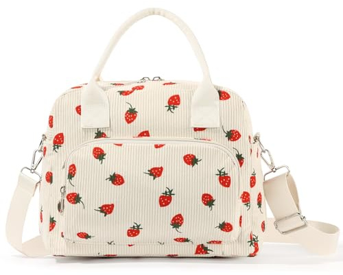 BuyCard Isolierte Lunch-Tasche für Damen Aus Cord,11.2L | Große Kapazität, Auslaufsicher, Wiederverwendbar, Für Büro, Schule, Picknick, Thermische Essensbox, Kühltasche