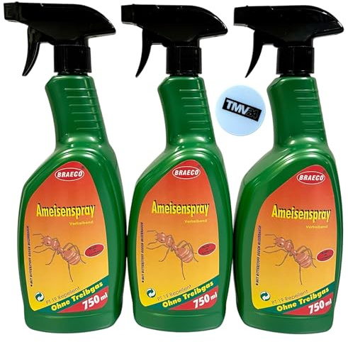 3x 750ml Ameisenspray + 1x TMV24 Einkaufswagenchip - Effektives PT 19 Repellent ohne Treibgas für Außen & Innenräume - Vertreibend & Mit Bitterstoff - Ideal für Innen, Terrasse, Wintergarten, Haus