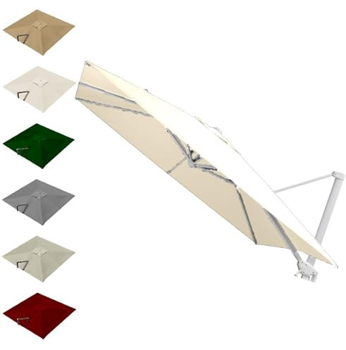 VLKLPZAHAK 3x3 Sonnenschirm Balkon Ersatzdach Ampelschirm, Rechteckig Ersatztuch Für Ampelschirm Windsicherung Ersatzstoff Sonnenschutz UV50+(Beige,2.5x2.5m (8.2x8.2ft))