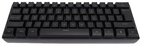 Asixxsix Tastiera Wireless, Tastiera da Gioco Ergonomic 61 Tasti con Retroilluminazione RGB, Ricevitore USB Wireless a 2,4 GHz, per Laptop per PC Desktop per Computer, Compatto e