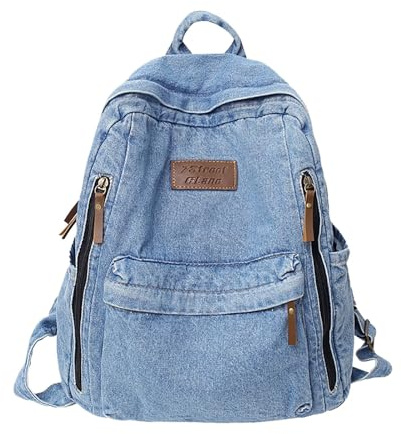 Mochila para la escuela, niños, damas, a la moda, estilo vaquero, estilo antiguo, lavada, gran capacidad, con cordón para estudiantes, 48