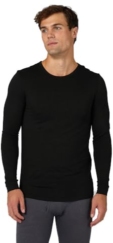 32 Degrees Heat Men’s Lightweight Baselayer Crew Top – Thermal Long Sleeve Shirt Cold Weather, Black, Medium