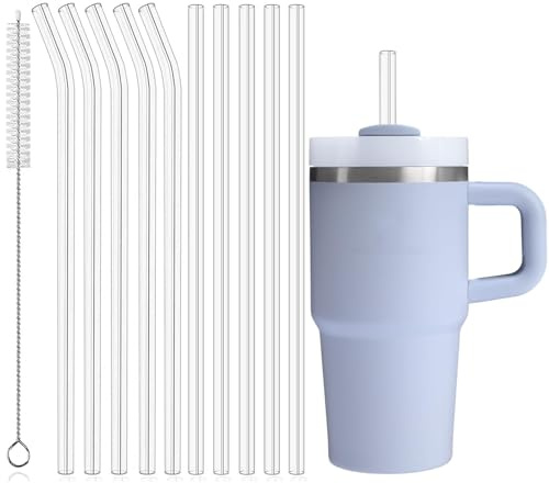 ALINK 22,5 cm wiederverwendbare Strohhalme für Stanley 20 oz Becher-10 Pack, durchsichtige, biegsame Ersatzstrohhalme zum Trinken von Smoothies und Milchshakes