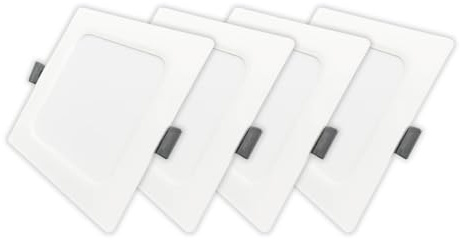 LUXULA 4 Stück LED Einbauleuchte eckig Weiß 220x26mm 18W 1800lm, IP44 | CCT 2700K 4000K 6000K einstellbar, IP44 Einbaustrahler flach, LED Deckenstrahler 230V für Bad, Küche und Innenräume