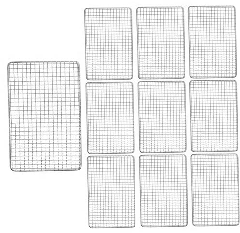 TusaMer Rejilla de parrilla desechable, 11.8 x 15.7 pulgadas, 10 unidades, rejilla cuadrada de acero inoxidable resistente para barbacoas al aire libre, camping y picnics