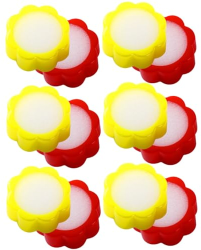 Ciieeo Humedecedor para Dedos Esponja Mojada en Forma de Flor, Accesorio para Contar, Material de Oficina, Set de 12 Piezas Rojo y Amarillo, Herramienta Financiera para Tesoreros