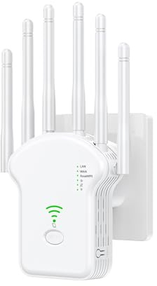 2026 WiFi Booster,300Mbps Internet Booster - With Dual Ethernet Port, 6 Powerful Antennas,Quick Setup,Greater Coverage,2-Minute Plug-and-Play Setup,Home Internet Booster,UK Plug (White)