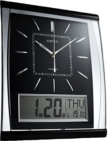KG Homewares Silent Digital Wall Clock, Black