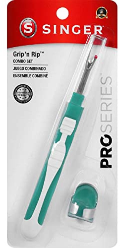 SINGER QuiltPro Grip N Rip Combo Set Seam Ripper and Thimble, 6-Inch