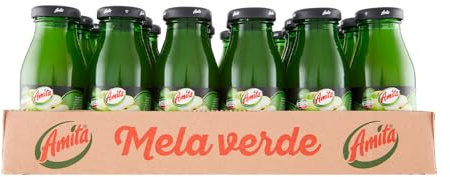Amita Mela Verde, Bevanda Rinfrescante a Base di Mela Verde, Gusto Autentico e Fresco, con almeno il 40% di Frutta - Confezione da 24 Bottiglie di Vetro