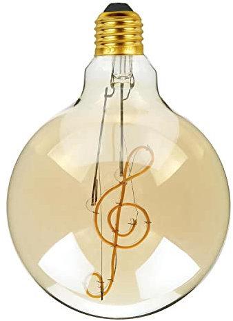 LEDSone G125 Vintage Edison LED Bulb 4W E27 Screw Base Warm White Light, Decorative Music Filament Globe Bulb Retro Style Music Design Filament Glass Antique Indoor Lamp and Decorative Lighting Bulb