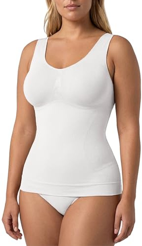 Risalti Canotta Donna Modellante Spalla Larga - Canottiera Donna Microfibra Elasticizzata, Top Intimo Modellante Senza Cuciture ed Etichette, Body Contenitivo, Traspirante - Made in Italy