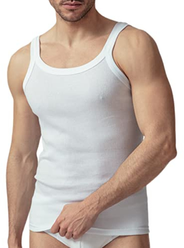 SalGiu Canottiera Uomo Costine (3 Pezzi) Intima 100% Cotone Spalla Stretta Antisudore Estiva (XL, 3 Bianche)