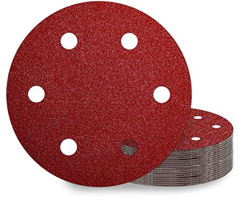 KONGMING 25 Stück Schleifpapier 225mm Klett 40 Körnung 6 Loch | Aluminiumoxid Schleifscheiben 225mm für Trockenbauschleifer Schleifgiraffe Holz Metall Trockenbau Polieren Entrosten
