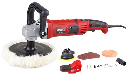 Aidelife Lucidatrice, lucidatrice e ceratrice per auto, piastra da 150/180 mm, pulsante di regolazione del display digitale, 1 spugna da 150 mm e 1 cuscinetto in lana da 180 mm per lucidatura e