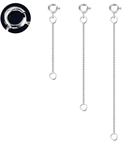 LANCHARMED 3 Rallonges Chaîne Argenté Argent 925 Colliers Bracelets