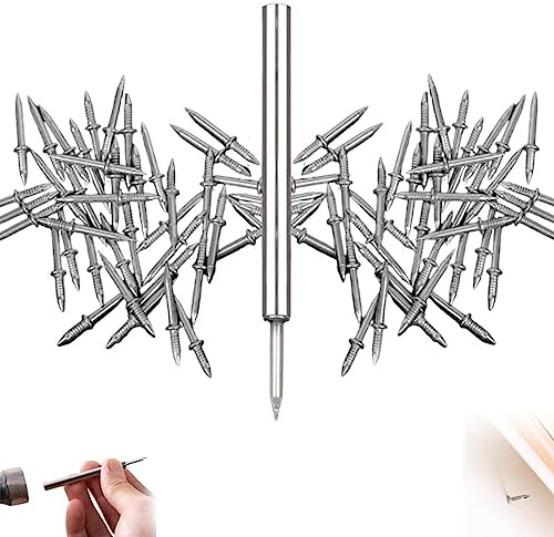 Clous à double tête pour fils de plinthes, clous pour lignes de plinthes sans marques, vis de sécurité invisibles, clous cachés spéciaux pour lignes de plinthes, avec outil à douille (100pcs)