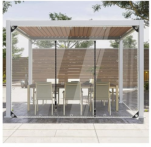 Wasserdichter PVC Plane mit Reißverschluss,Transparente Plane mit ösen,für Balkon Pflanzendecke Sichtschutz Terrasse,Schutzplane,Wetterfest,mit 2 Reißverschlüssen ( Size : H2.3xW6m/H7.5xW19.6ft )