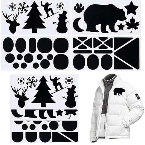 RICEEL 8 Blatt Daunenjacken-Reparaturflicken, Nylon-Gewebe-Reparaturflicken, Selbstklebendes Daunen-Reparatur Kit für Jacken, Zelte, Oberbekleidung, Schlafsäcke (Schwarz)