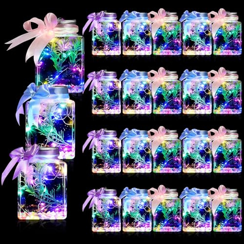 Domensi 20 Pcs 17oz LED Plastic Fish Bowls, Clear Shatterproof Glowing Vases with Ivy, Plastic Fish Tank Unbreakable Aquarium for Carnival Games, Party Home Decoration