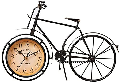 LUOYAOB Vintage Kaminuhr Vintage Tischuhr, Metall Fahrrad Analog Quarz Schreibtischuhr, stille dekorative batteriebetriebene Schreibtischuhren, for Wohnzimmer Büro Küche Bettende Dekor Geschenk